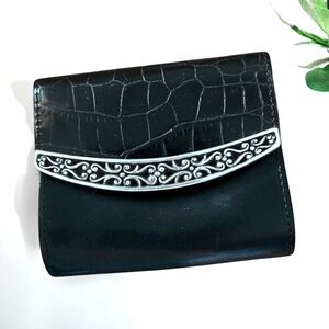 Black Women's Wallet with Decorative Silver Accent